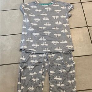 Gray and White Cloud Pajama Set with Short Sleeves